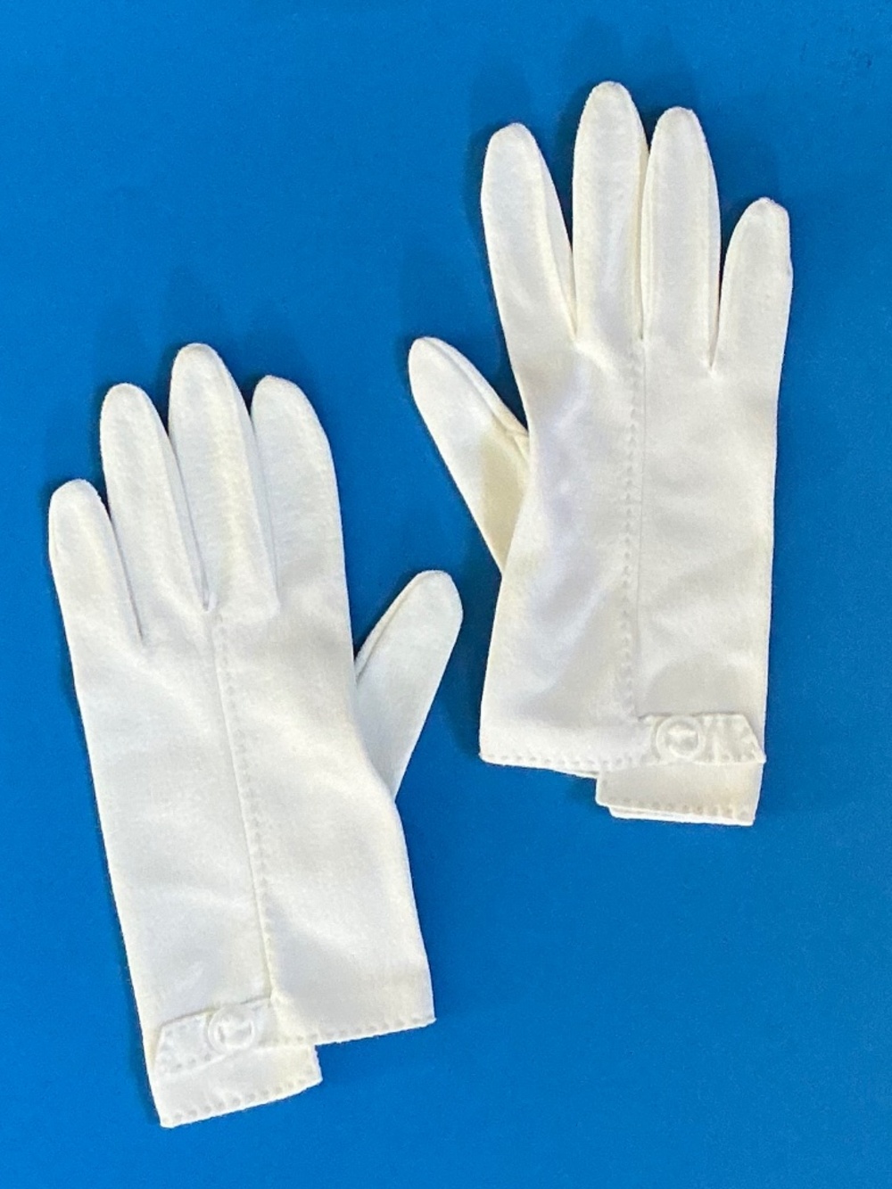Vintage 1950s Hansen Formal Wrist Ivory Gloves Size 7 Mid Century